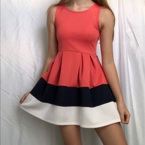 girls formal fit and flare colorblock dress